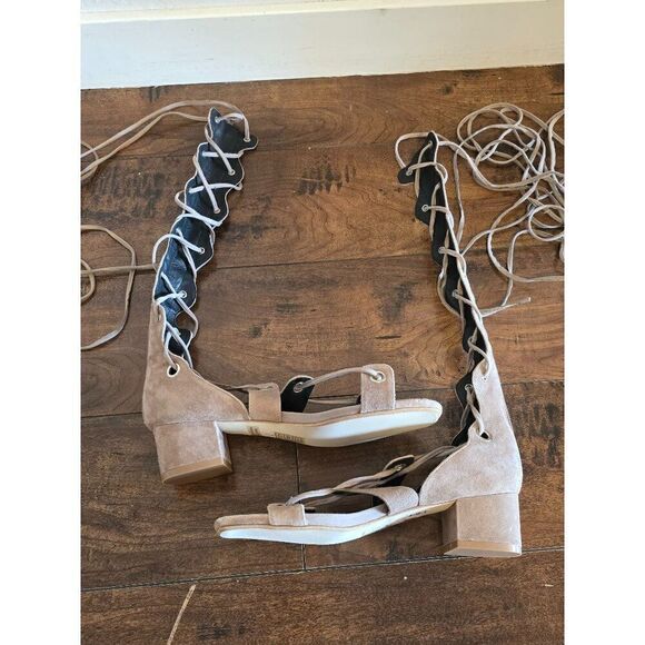 Jeffrey Cambell Bryndis Gladiator Sandal Genuine Suede Lace Up Taupe Sz 7 - Picture 4 of 9